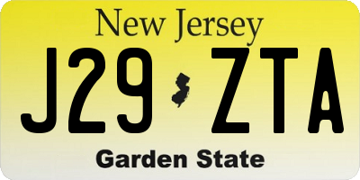 NJ license plate J29ZTA