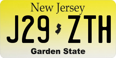 NJ license plate J29ZTH