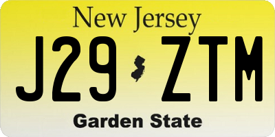 NJ license plate J29ZTM