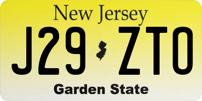 NJ license plate J29ZTO