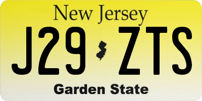 NJ license plate J29ZTS