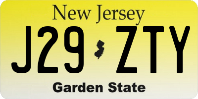 NJ license plate J29ZTY