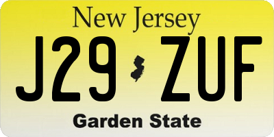NJ license plate J29ZUF