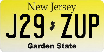 NJ license plate J29ZUP