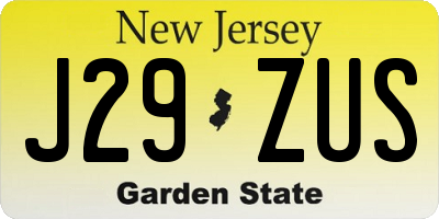 NJ license plate J29ZUS