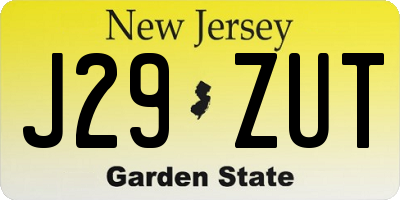 NJ license plate J29ZUT