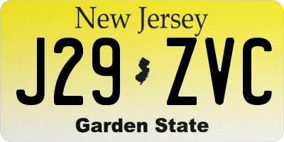 NJ license plate J29ZVC