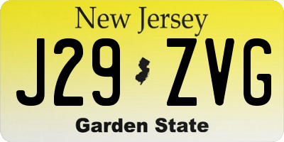 NJ license plate J29ZVG