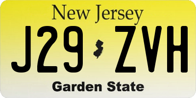 NJ license plate J29ZVH