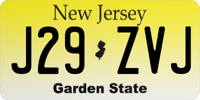 NJ license plate J29ZVJ