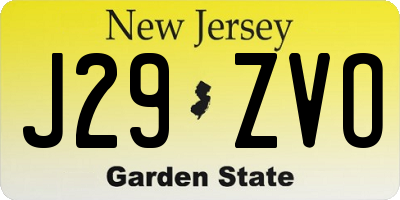 NJ license plate J29ZVO