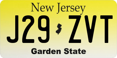 NJ license plate J29ZVT