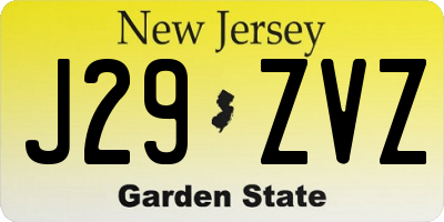 NJ license plate J29ZVZ