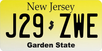 NJ license plate J29ZWE