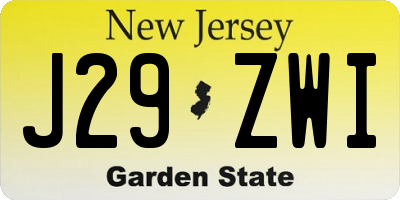 NJ license plate J29ZWI