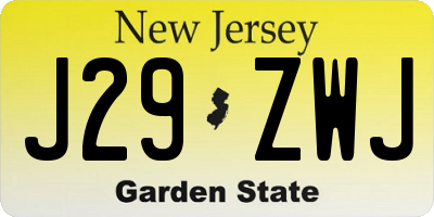 NJ license plate J29ZWJ