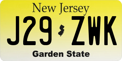 NJ license plate J29ZWK