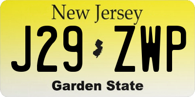 NJ license plate J29ZWP