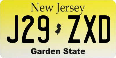 NJ license plate J29ZXD