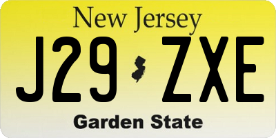 NJ license plate J29ZXE