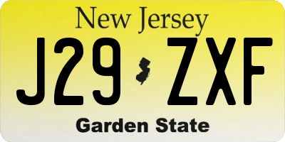 NJ license plate J29ZXF