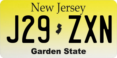 NJ license plate J29ZXN