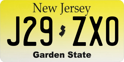 NJ license plate J29ZXO