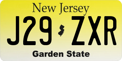 NJ license plate J29ZXR
