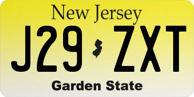 NJ license plate J29ZXT