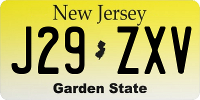 NJ license plate J29ZXV