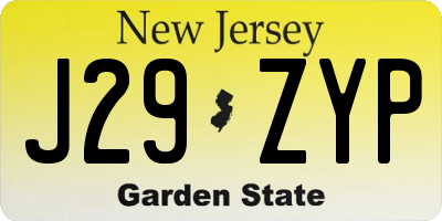NJ license plate J29ZYP