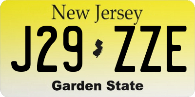 NJ license plate J29ZZE