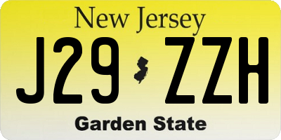 NJ license plate J29ZZH