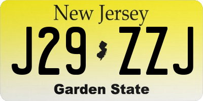 NJ license plate J29ZZJ