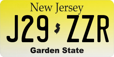 NJ license plate J29ZZR