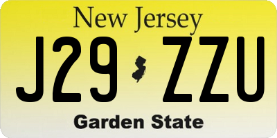 NJ license plate J29ZZU