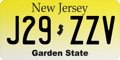 NJ license plate J29ZZV