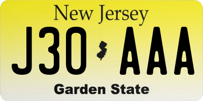 NJ license plate J30AAA