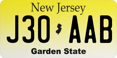 NJ license plate J30AAB
