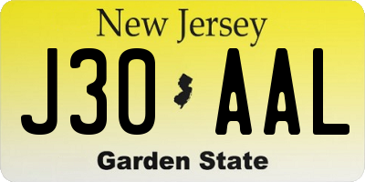 NJ license plate J30AAL