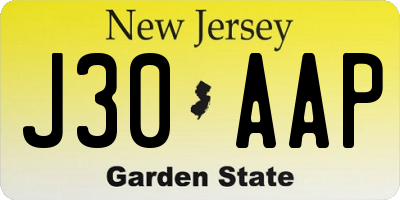 NJ license plate J30AAP