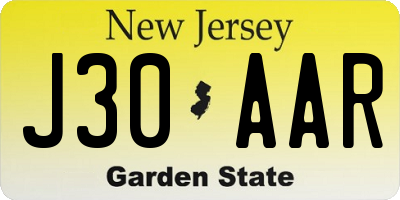 NJ license plate J30AAR
