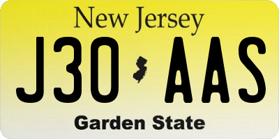 NJ license plate J30AAS