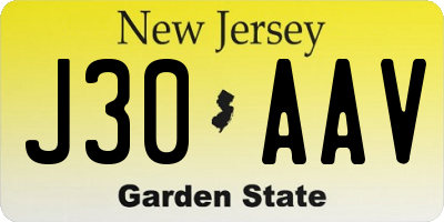 NJ license plate J30AAV