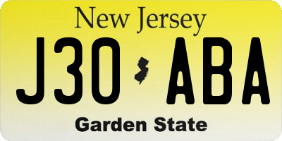 NJ license plate J30ABA