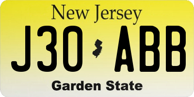NJ license plate J30ABB