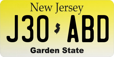 NJ license plate J30ABD