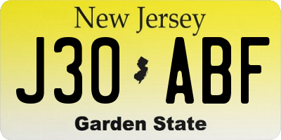 NJ license plate J30ABF