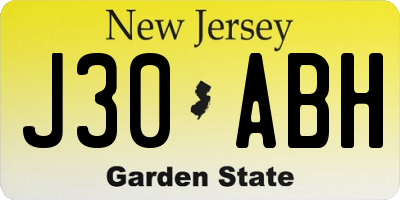 NJ license plate J30ABH