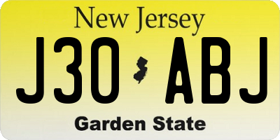 NJ license plate J30ABJ